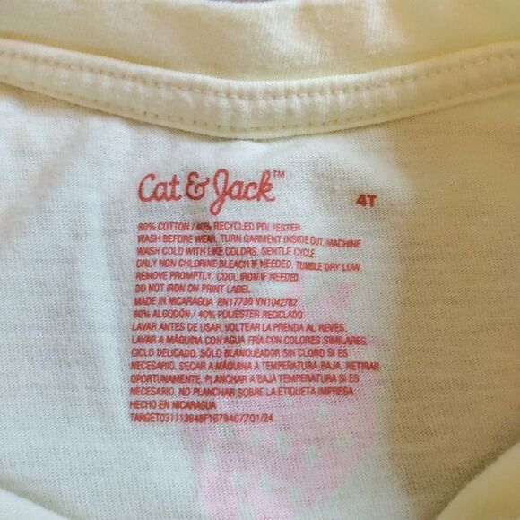 Cat & Jack Outfit 4T Shirt Shorts Strawberry  Neon Cotton Gray Yellow Summer - Picture 3 of 9